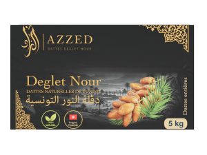 Boîte de dattes Deglet Nour Azzed 5 kg vue de dessus